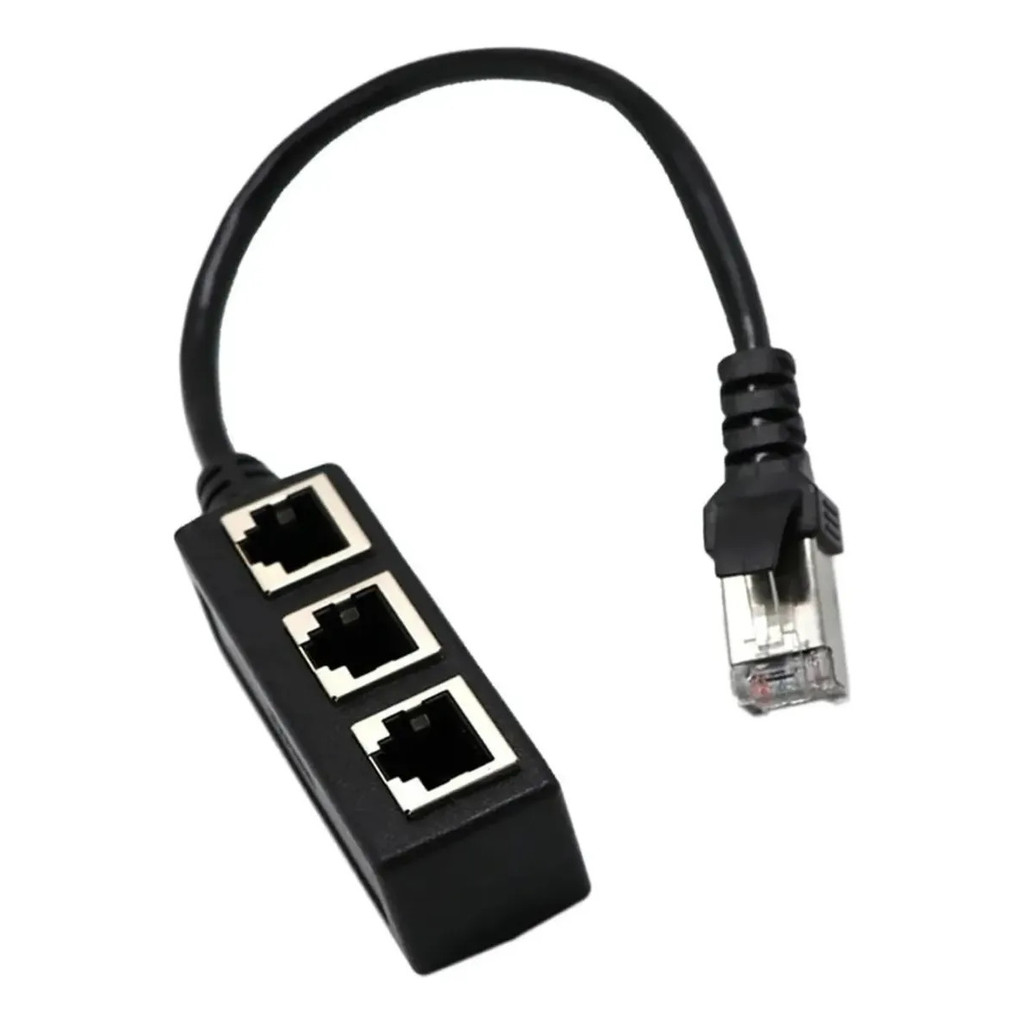 Adaptador Divisor RJ45 Ethernet 1 Macho Para 3 Fêmeas Cabo Rede