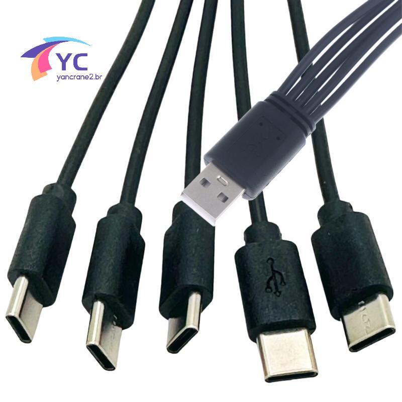 YCBR 1/2 Peças 20cm USB Para Tipo-C Divisor Cabo Adaptador 2/3/4/5 Portas De Carregamento Múltiplo .
