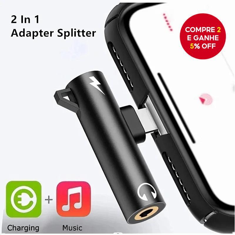 Novo adaptador divisor 2 em 1 para fones de ouvido com carregamento, compatível com iPhone XR, XS, X, 7, 8, 11 e 11 Pro,