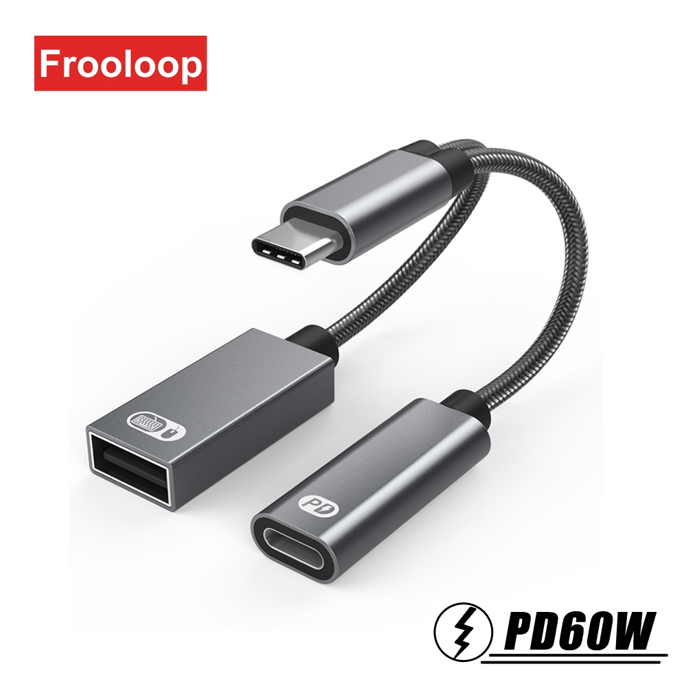 PD 60W USB C Para Tipo 2.0 Splitter OTG Adaptador S23 Tablet Teclado Externo Mouse Conversor Bluetooth