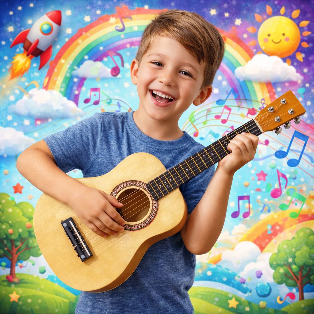 Violão Infantil Musical Semi Profissional Brinquedo Educativo Violão de madeira com Cordas de Aço menino menina