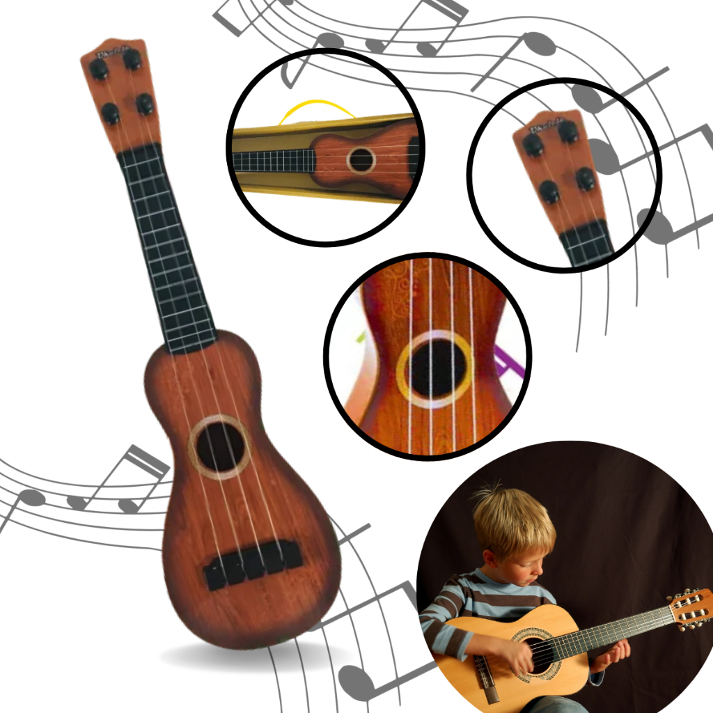 Brinquedo Mini Violão Cavaquinho Musical Infantil Ukulele Com Cordas De Aço Estilo Madeira Semi Profissional