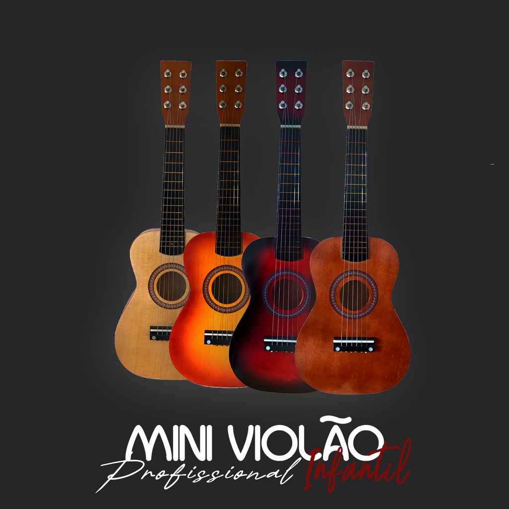 Violão Madeira Infantil Semi Profissional Com Cordas Em Aço Mini Violão Criança Menino Menina