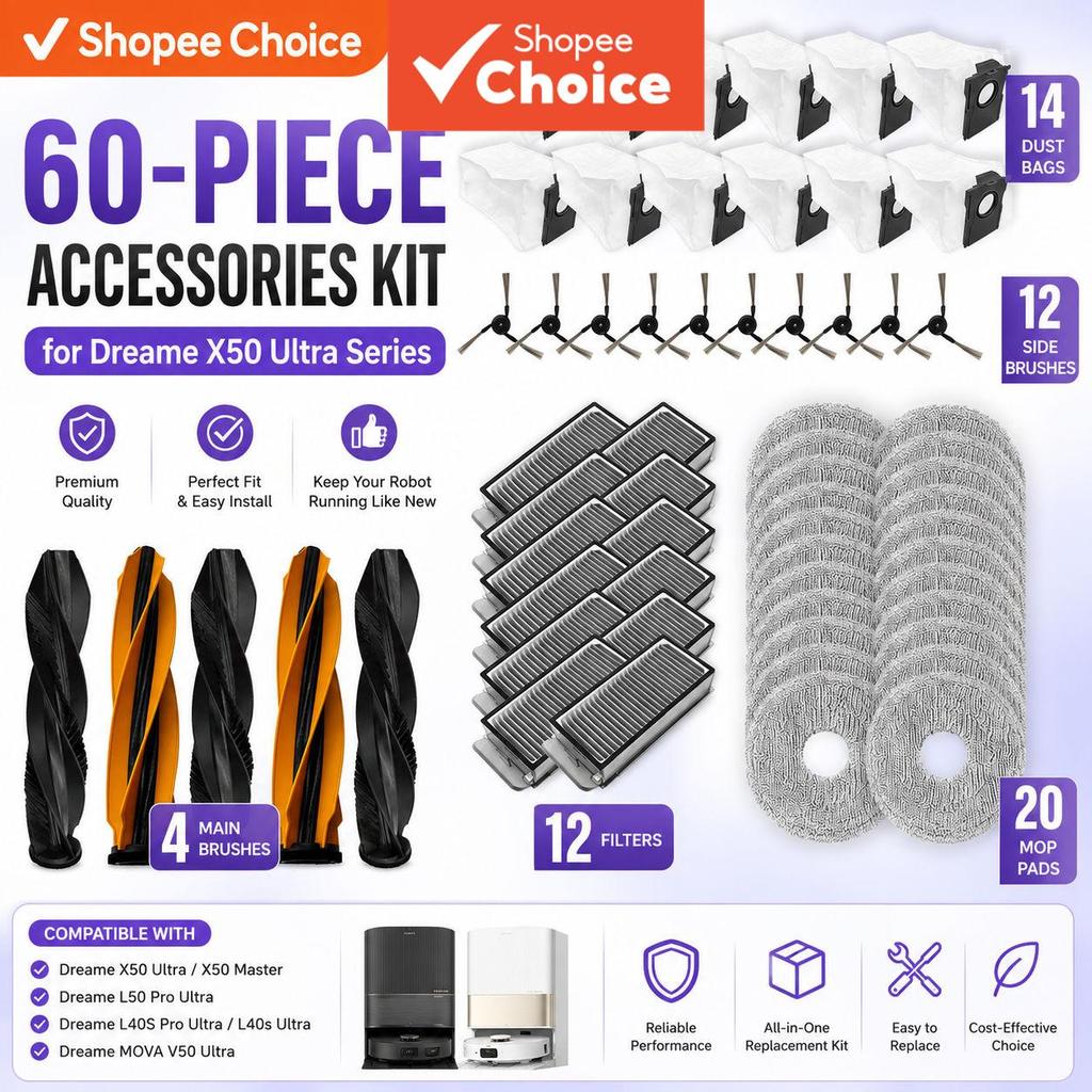 Acessórios De Substituição Para Dreame X50 Ultra Master L50 Pro L40S Escova Principal Filtro Mop Almofada Kit Mais Limpo