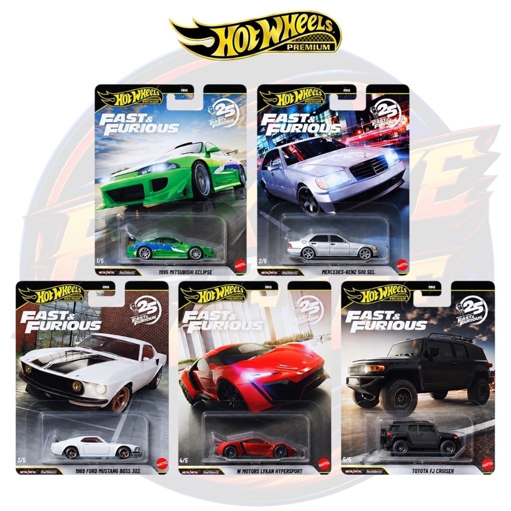 Hot Wheels Premium 25 Anos De Velozes E Furiosos (Lyekan Hypersport , Ford Mustang Boss , Toyota FJ Cruiser , Mercedez B