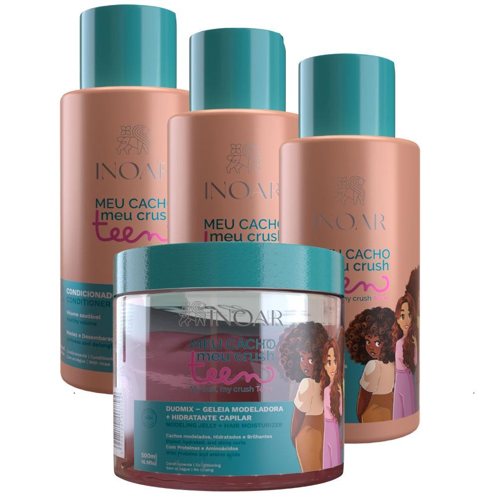 Kit Completo Meu Cacho Meu Crush Teen Para Cacheadas Inoar 4 Itens