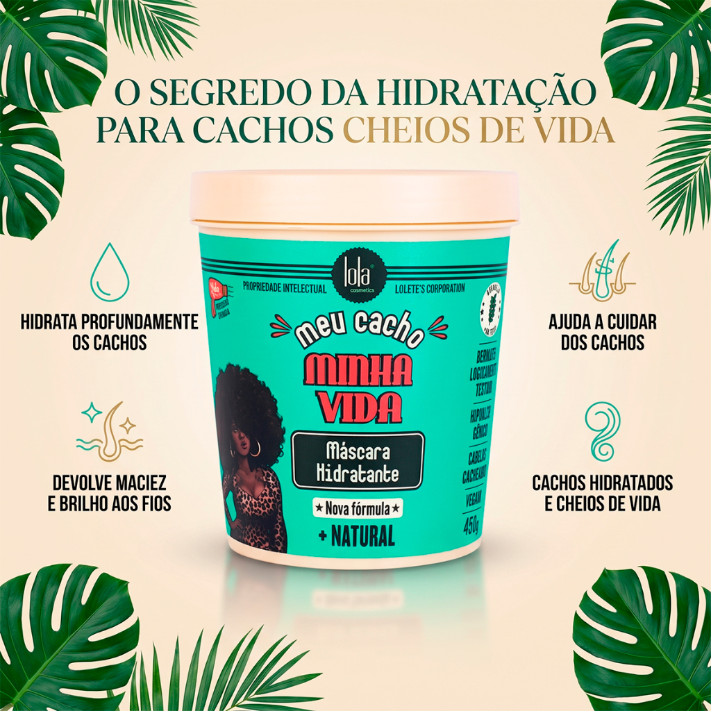 Máscara Hidratante Meu Cacho Minha Vida Lola 450g Hidratação para Cabelos Cacheados e Crespos