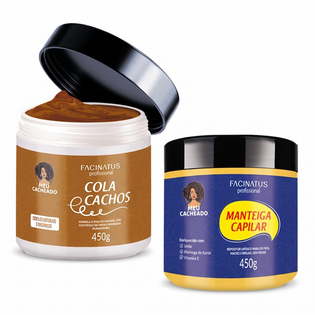 Kit Meu Cacheado Profissional Gel Cola Cachos + Manteiga Capilar 450g Nutrição Definição Controle de Frizz