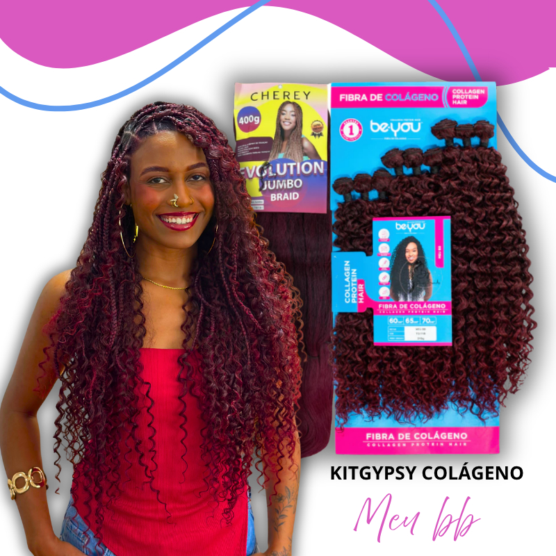 Kit Gypsy Be You Meu BB + Jumbo Cherey 400g | Cabelo Cacheado p/ Trança Boho Braids Com Cachos Semelhante Humano