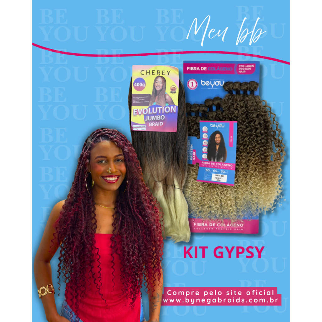 Kit Gypsy Be You Meu BB + Jumbo Cherey 400g | Cabelo Cacheado p/ Trança Boho Braids Com Cachos Semelhante Humano