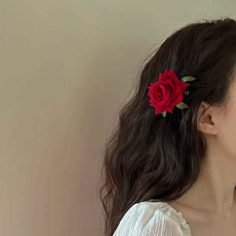 Grampo De Cabelo Rosa Personalizado – Clipe De Borda Bico De Pato De Alta Qualidade Para Mulheres , Acessório Floral Ver