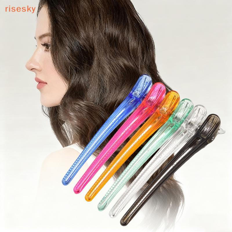 [risesky] 6 Peças De Clipe De Borda De Plástico , Acessórios De Grampo De Cabelo , Bico De Pato Colorido Cristal , Longo