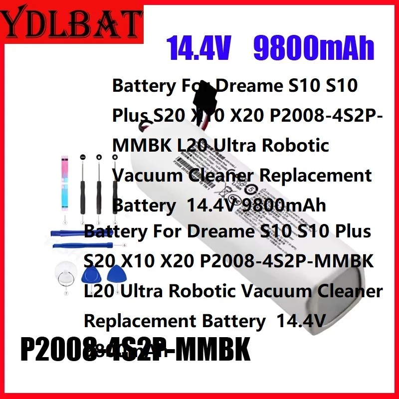 Bateria Para Dreame S10 S10 Plus S20 X10 X20 P2008-4S2P-MMBK L20 Ultra Aspirador De Pó Robótico De Substituição 14.4V 98