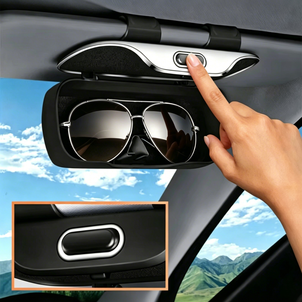Caixa de óculos de sol para viseira solar de carro, caixa de armazenamento Universal de óculos de sol ABS