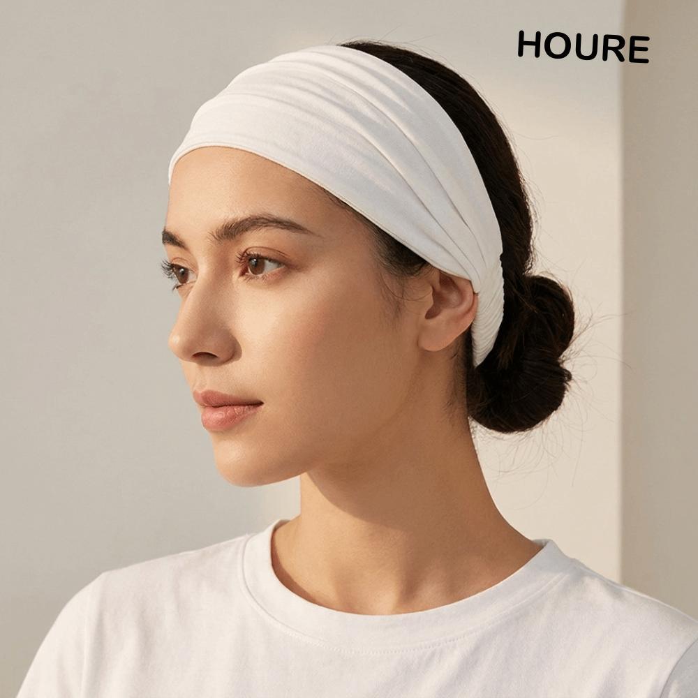 Envoltório De Cabeça De Turbante Plissado HOURE , Faixa Elástica Respirável Ajustável , Touca De Cabelo Macia De Cor Sól