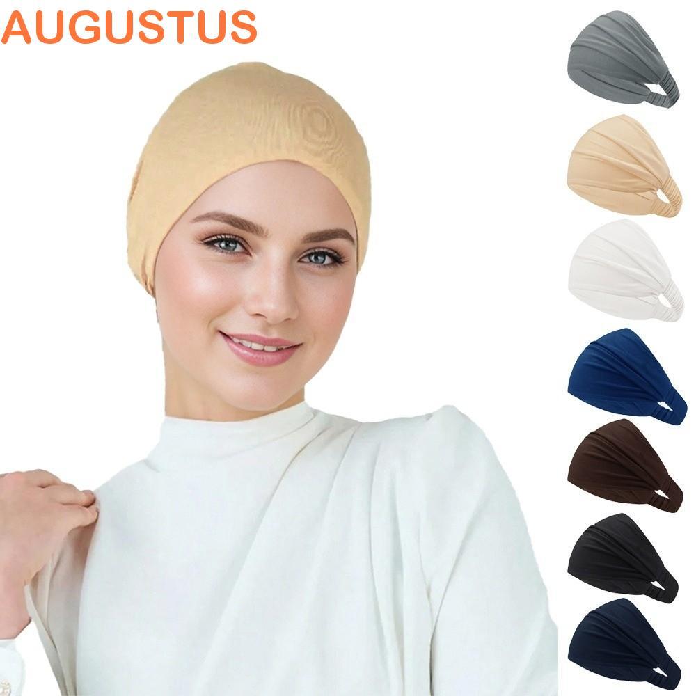 Faixa De Cabeça Elástica AUGUSTUS , Envoltório De Turbante Plissado Ajustável Elástico , Touca De Cabelo Leve E Macia De