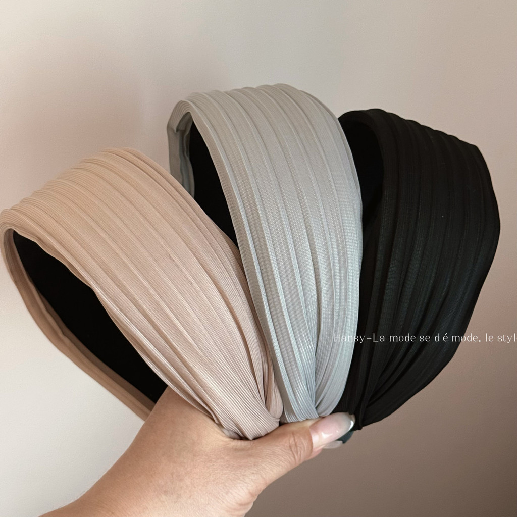 Gaze plissada macia versão larga bandana moda All-Match acessórios de cabelo Headwear feminino