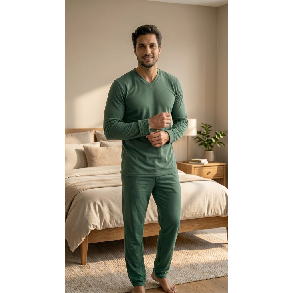 Pijama Masculino Inverno Fechado Flanelado Quente Moletinho