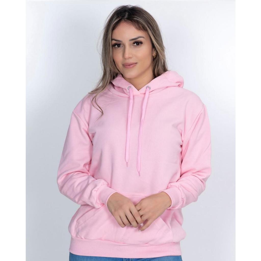 Moletom Canguru Fechado Unissex Capuz Flanelado Blusa de Frio Casual Inverno P ao GG