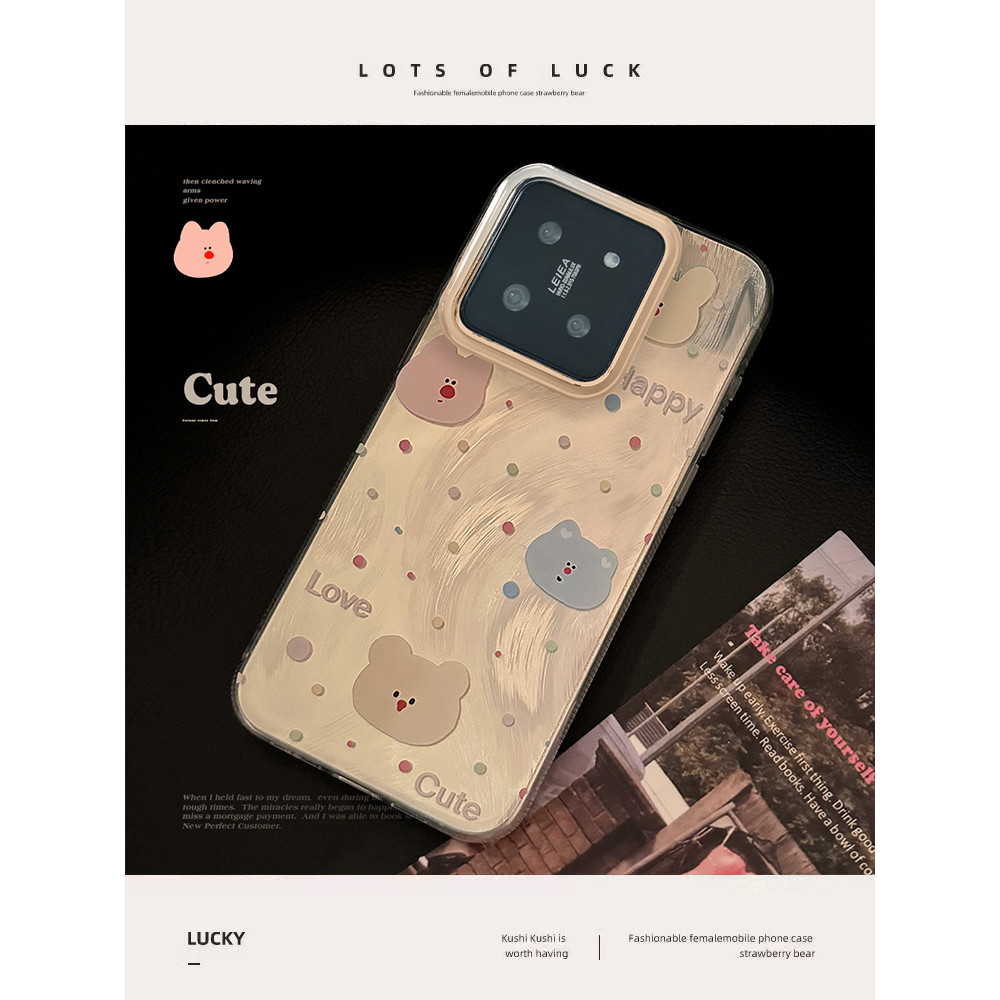 Adequado para Xiaomi 14pro Capa de telefone Polka Dot Color Head Fio de pena transparente 12s High-End Feel note11/12Tur