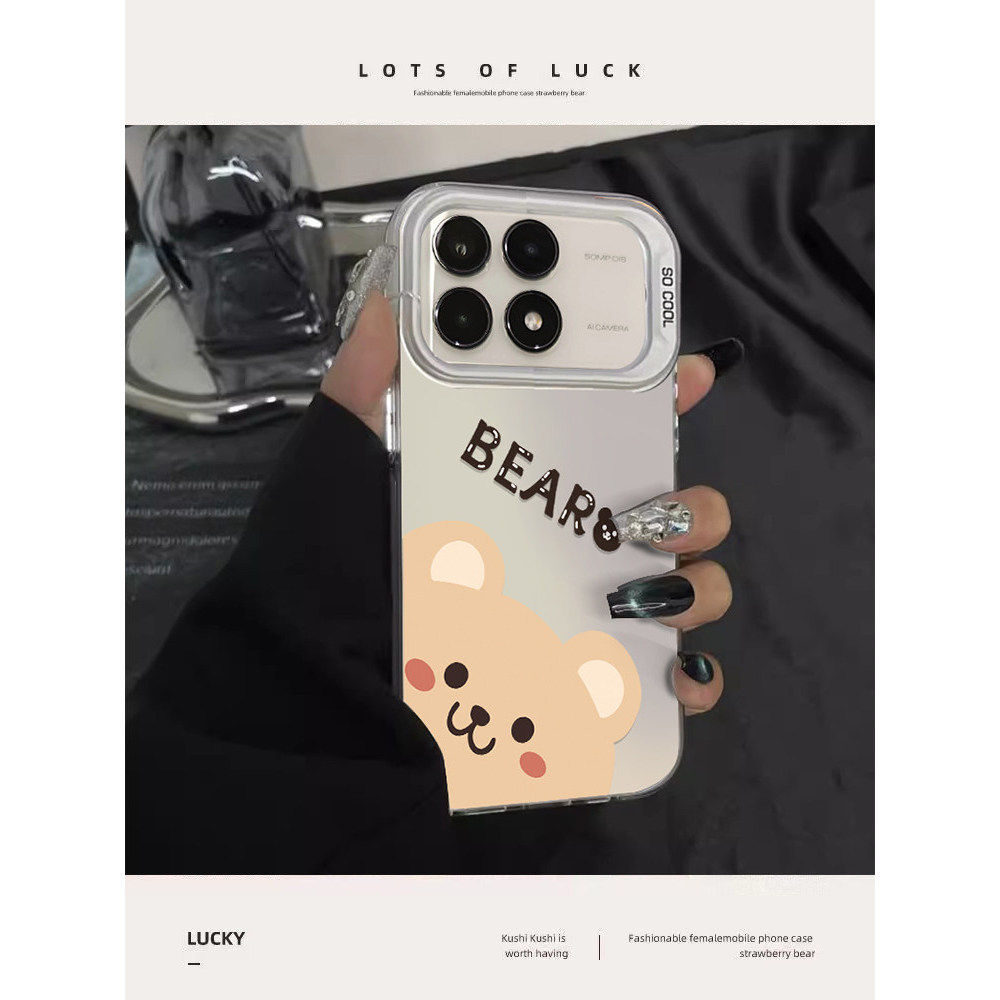 Adequado para Redmi k70pro Capa de telefone Diagonal Bear Head Silicone High-End All-Inclusive Xiaomi k60 Extreme Editio