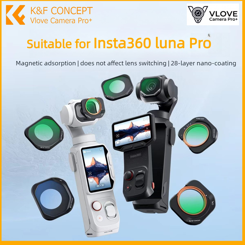 Kit De Filtro K & F Concept Para Insta360 Luna Pro – Grande Angular Magnético , UV , CPL , ND , Névoa Preta , Anti-LP .