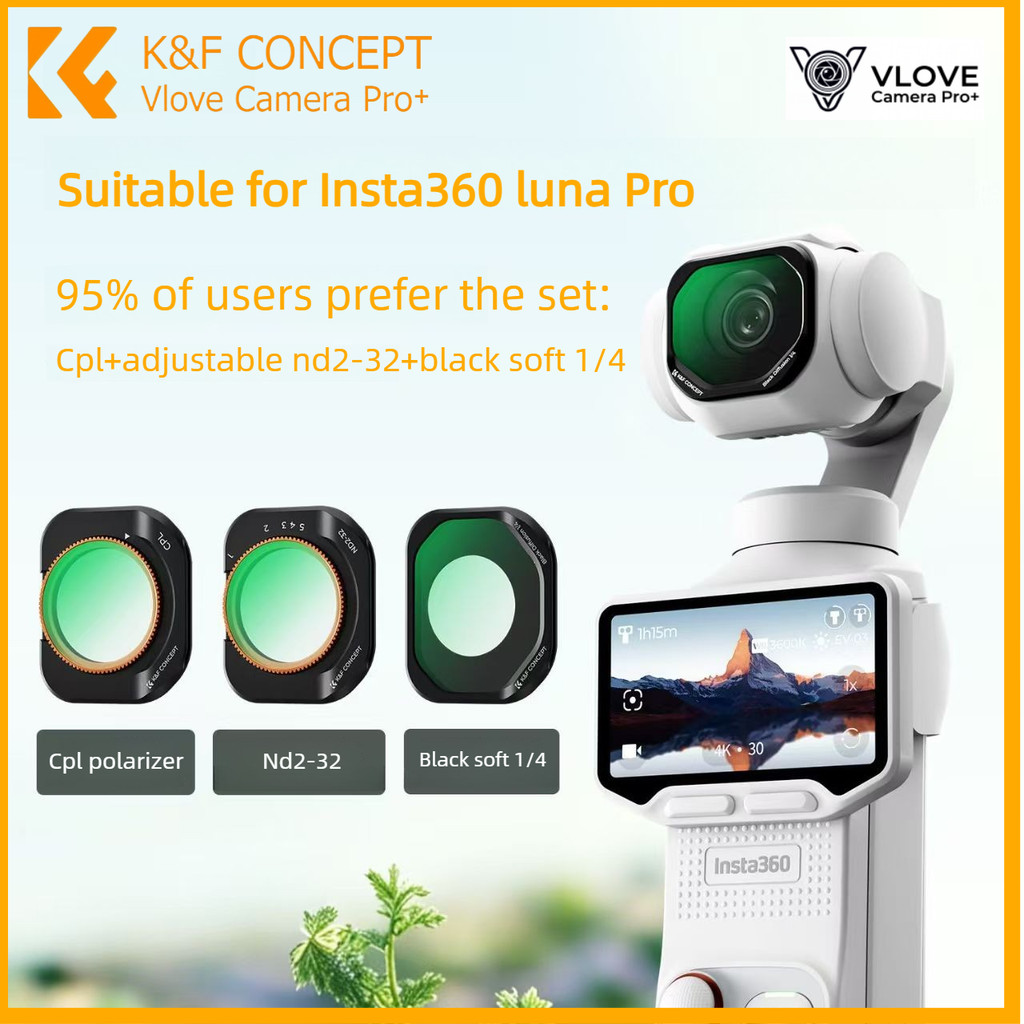 Filtro De Lente ND2-32 Ajustável K & F Concept Para Insta360 Luna ProLuna Pro Com Pano E Filme De Tela .