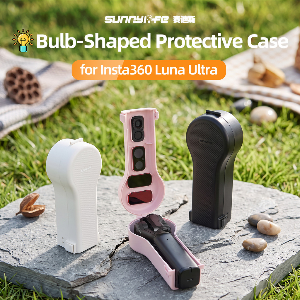 Caixa de armazenamento grande e leve da Sunnylife para a Insta360 Luna, capa protetora e acessórios para filtros.