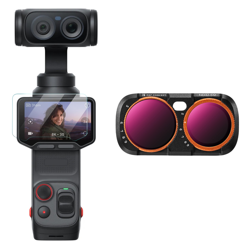 K & F CONCEPT Conjunto De Filtro VND Revestido Magnético HD Kit Variável De Densidade Neutra ND32-512 Para Insta360 Luna