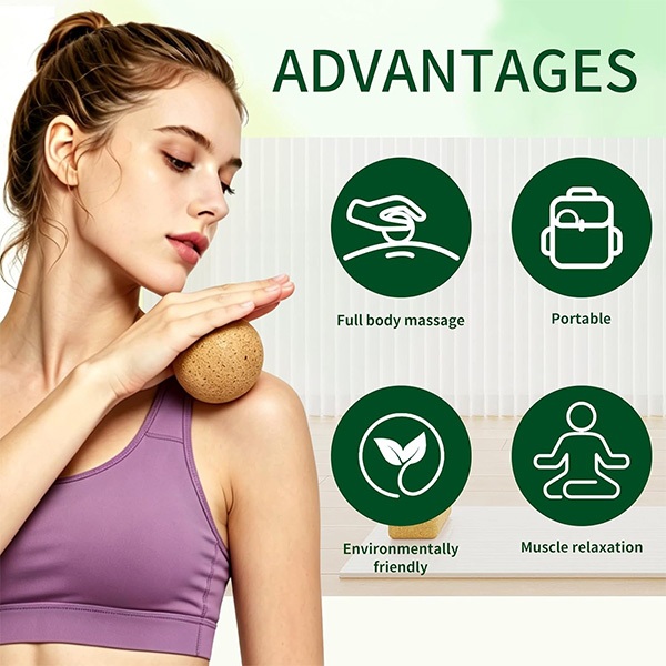 Bola de Massagem em Cortiça Natural Bola Miofascial Yoga Pilates Alívio de Tensão Muscular Ecológica