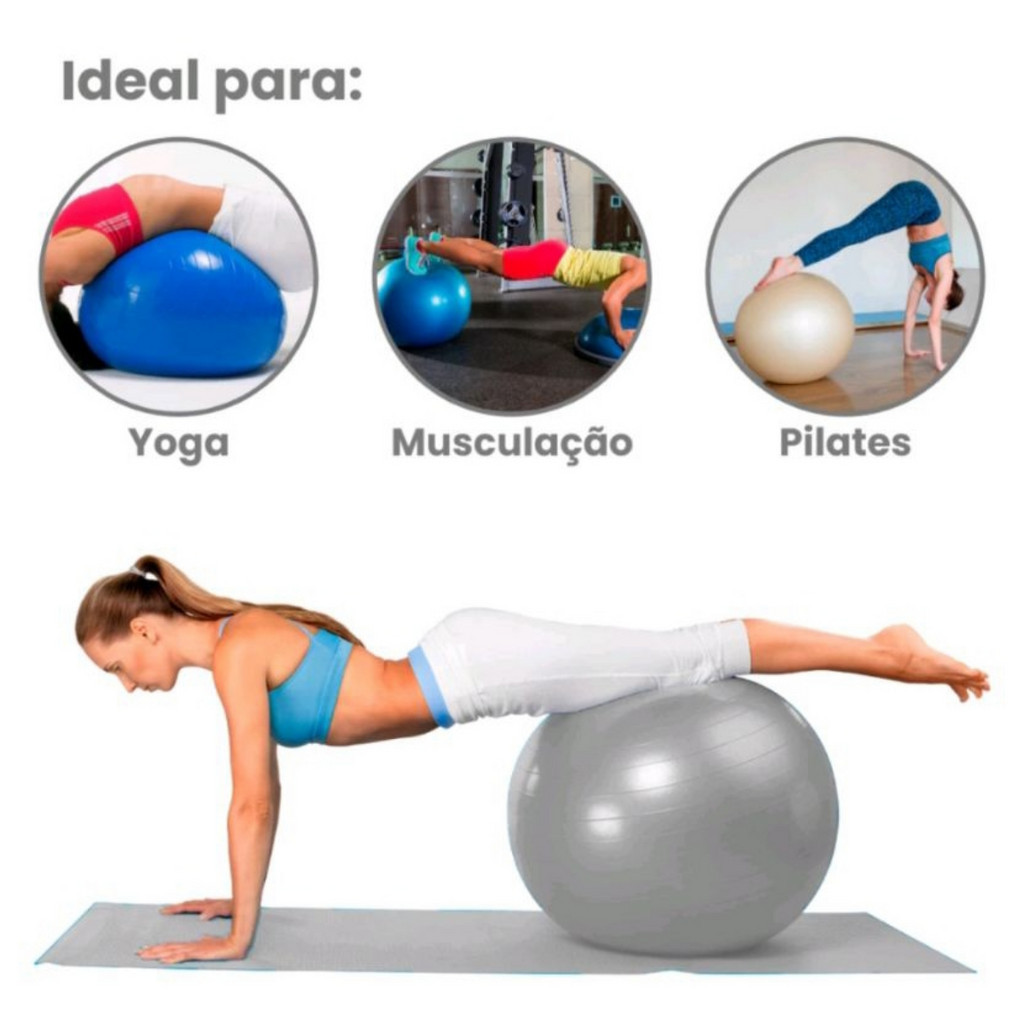 Bola Inflável 55 Cm Para Exercícios Pilates Yoga Abdominal