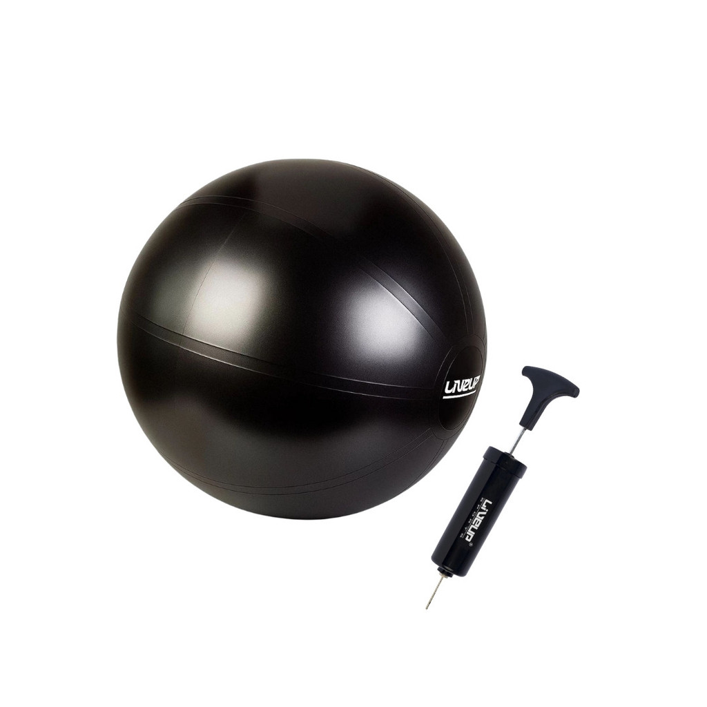Bola Suiça Melão 65cm Pilates Yoga Fit Preta Inflador Liveup