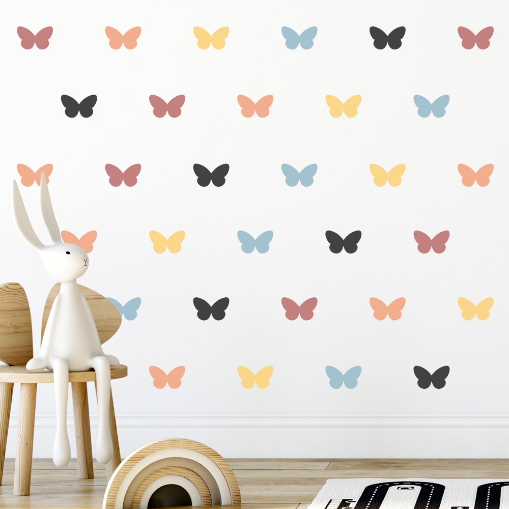 Adesivo de Parede Infantil 161 Borboletas com 5cmx3,2cm Coloridas Quarto Sala Menina Menino Decoração Bebê - 161adn