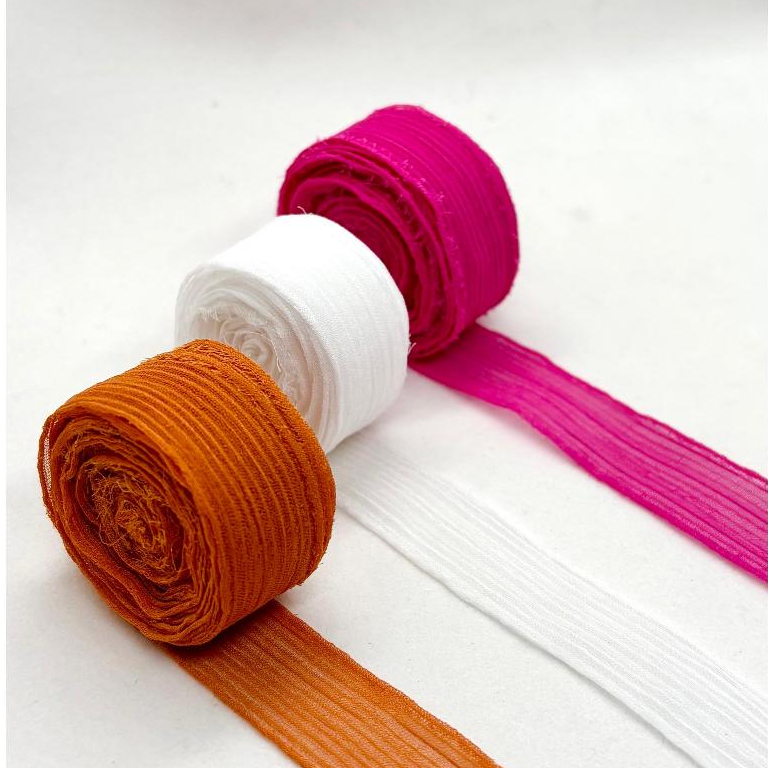 Fita Artesanal 5m x 2cm Textura Artesanal Rústica Chiffon Convites Festa Enfeite Decoração