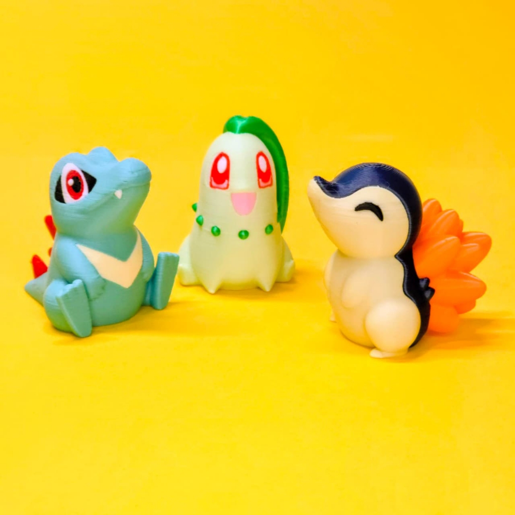 Chikorita 3,2cm Totodile 3,3cm Cyndaquil 3,1cm Pokémon 3D Boneco Miniatura Impressão Colecionavel Presentes Decoracao