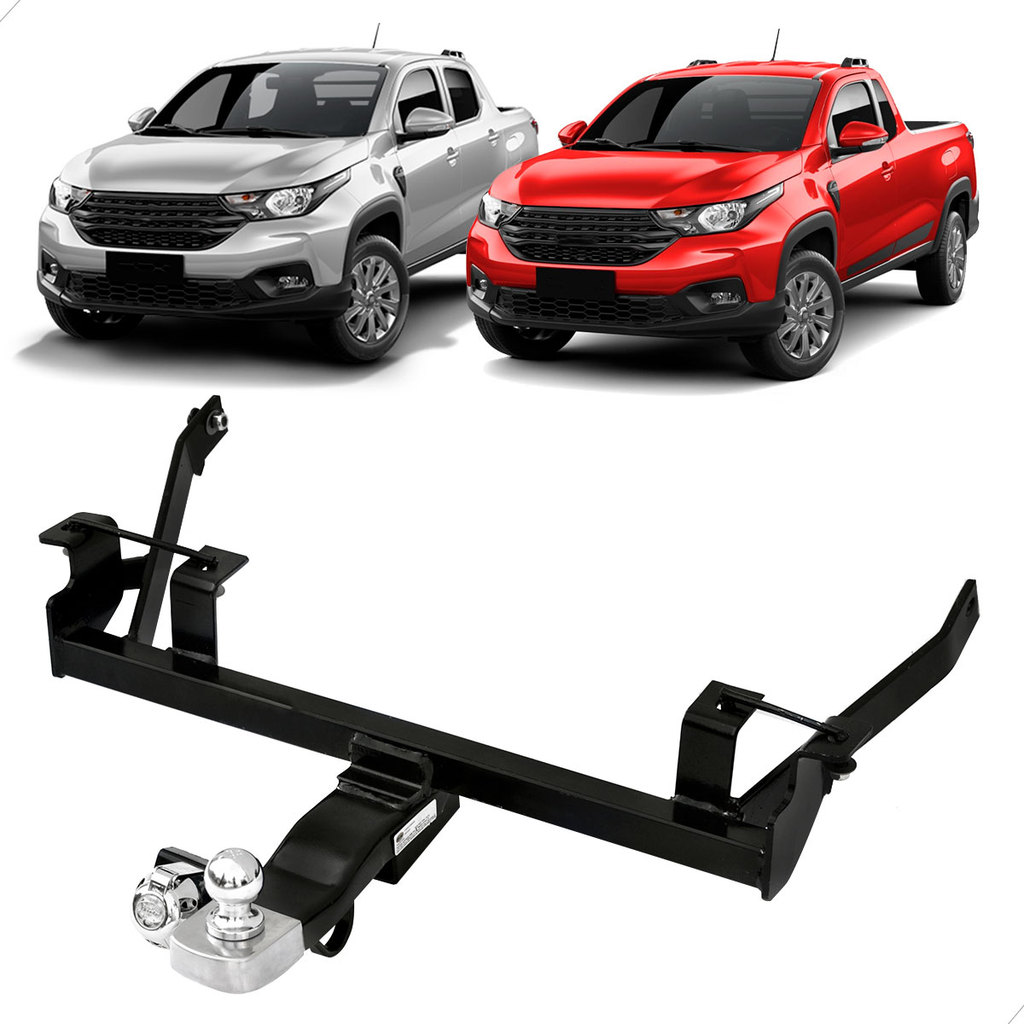 Engate de Reboque Rabicho Com Ponteira Fixo 500 Kg Strada 2021 2022 2023 2024 2025 Puxador Suporte Bola Carretinha