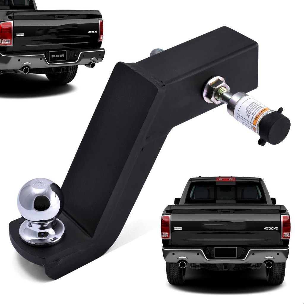 Ponteira de Engate Removivel Preta 5x5 10cm Trava Antifurto RAM 1500 Classic Laramie 2022 2023 2024 2025 Reboque Puxador