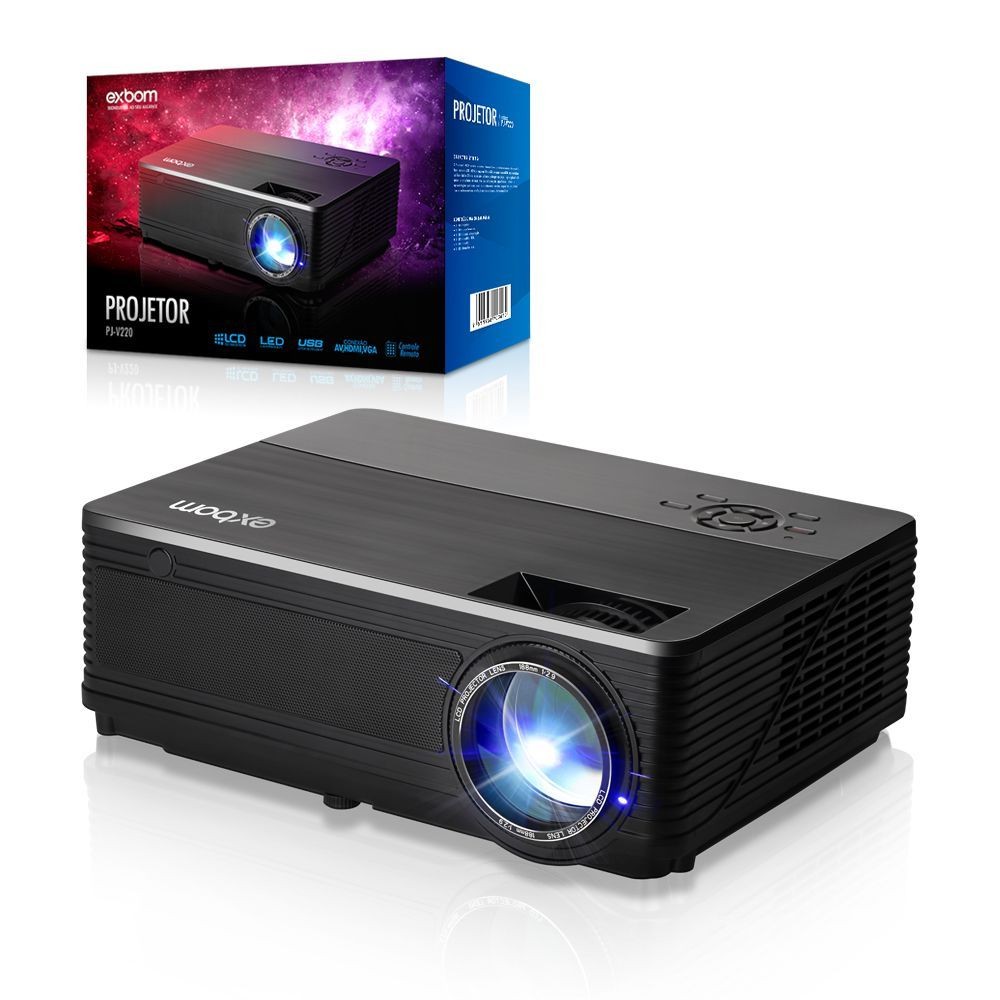 Projetor de LED PJ-V220 Multimídia com 2800 Lumens USB/HDMI/AUX/VGA