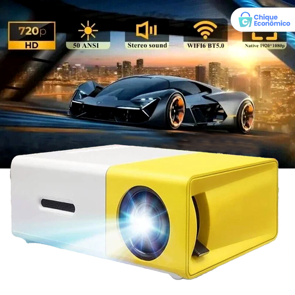Projetor LED Portátil YG300: Full HD 1080P + 600 Lumens, Entrada HDMI Padrão, Envio Sem Espera