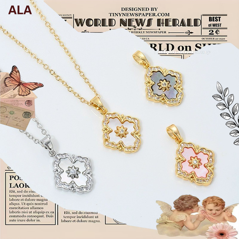 14K ouro-embalado retenção de cor incrustada Natural mãe-de-pérola estrela trevo de quatro folhas flor pingente diy arte