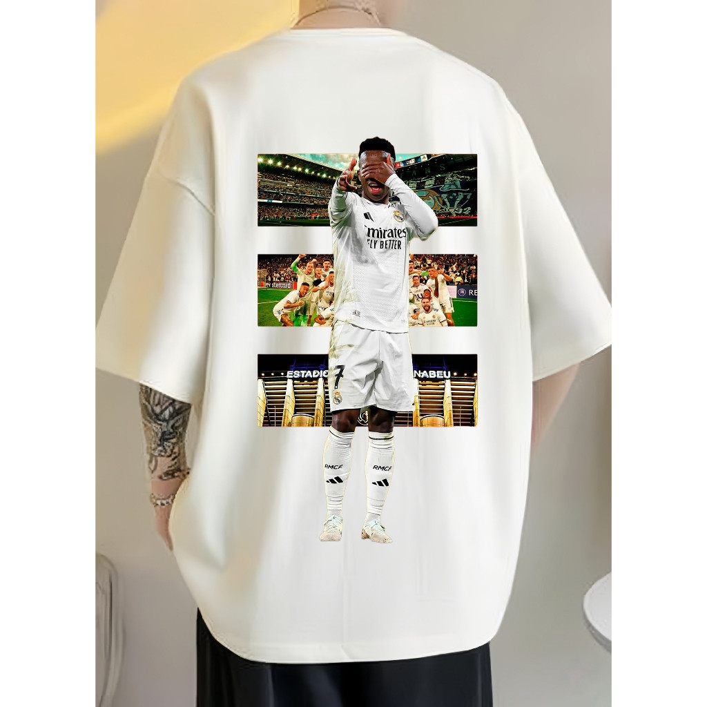 Vinicius Real Madrid Celebration Printed T-shirt for Men and Women, Unisex Cotton Short Sleeve