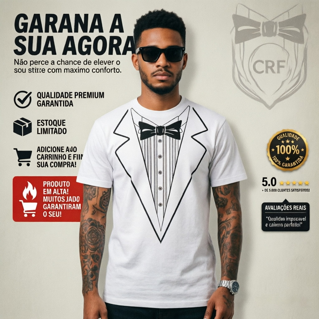 T-shirt Graphic Tuxedo Classic Men's - Realistic Black Suit Bow Tie Print - Short Sleeve 100% Cotton Casual Party Tee