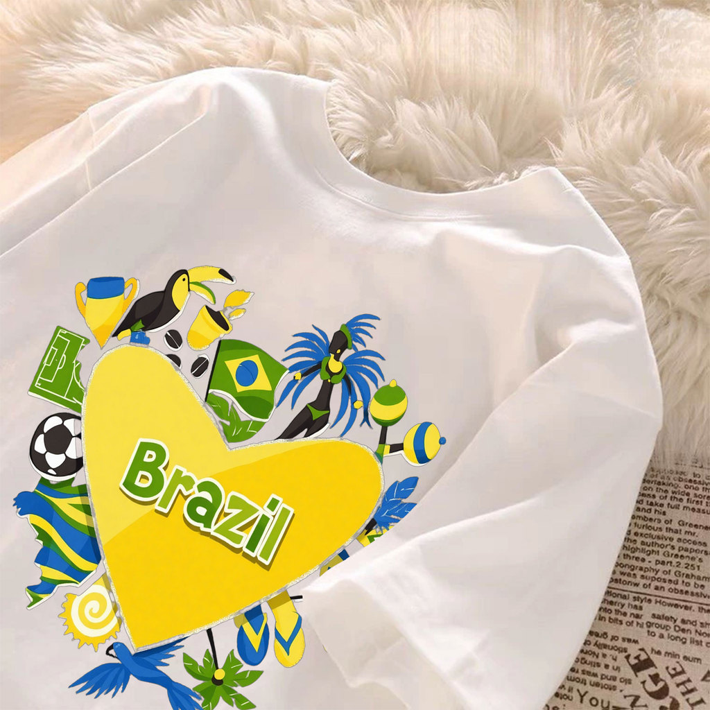 [Camiseta Premium Algodão]JOJO Women's Brazil T-shirt 100% Cotton Short Sleeve Summer T-shirt#3