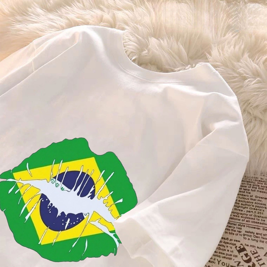 [Camiseta Premium Algodão]JOJO Women's Brazil T-shirt 100% Cotton Short Sleeve Summer T-shirt#1
