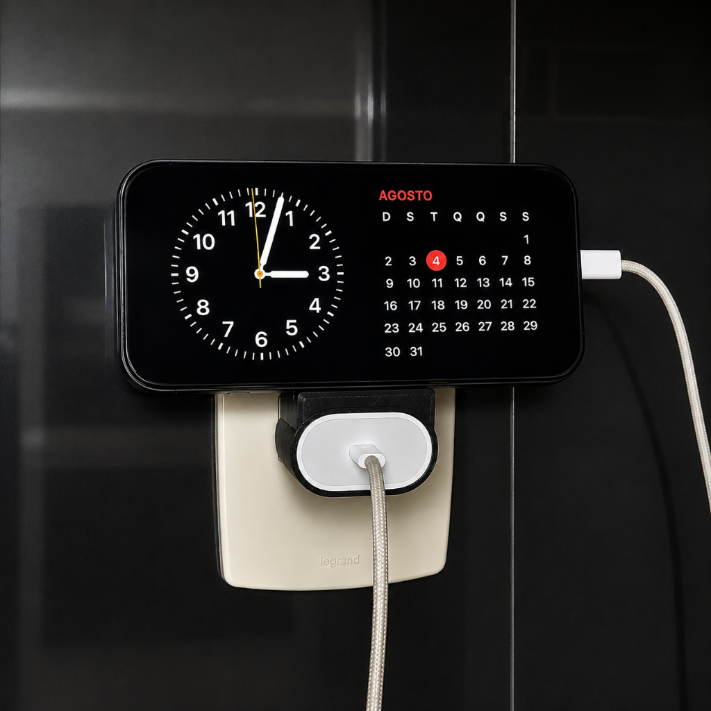 Suporte de Parede para Carregador de iPhone – Compatível com Apple – Preto/Branco