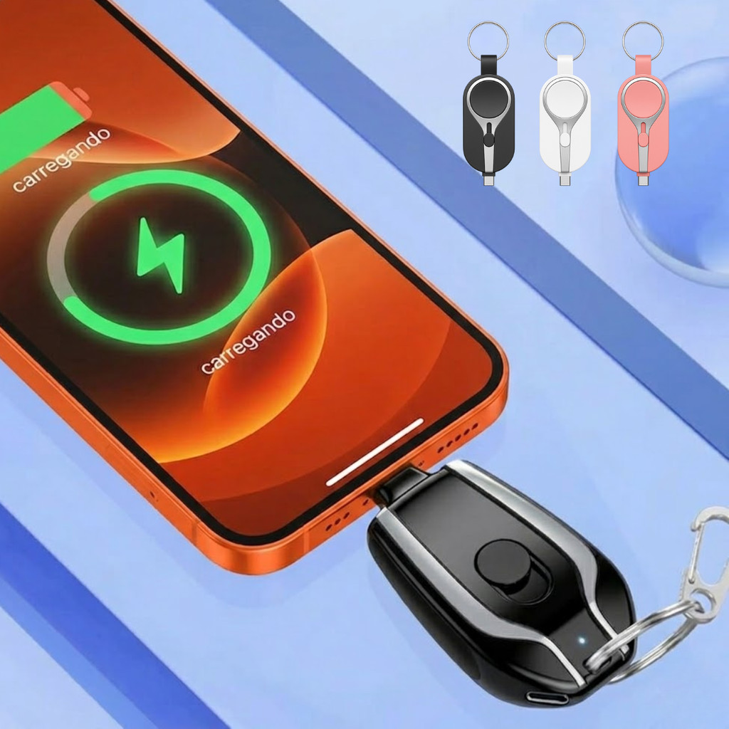 Mini Power Bank Chaveiro 2000mah Para iPhone 16 Pro Max Tipo C