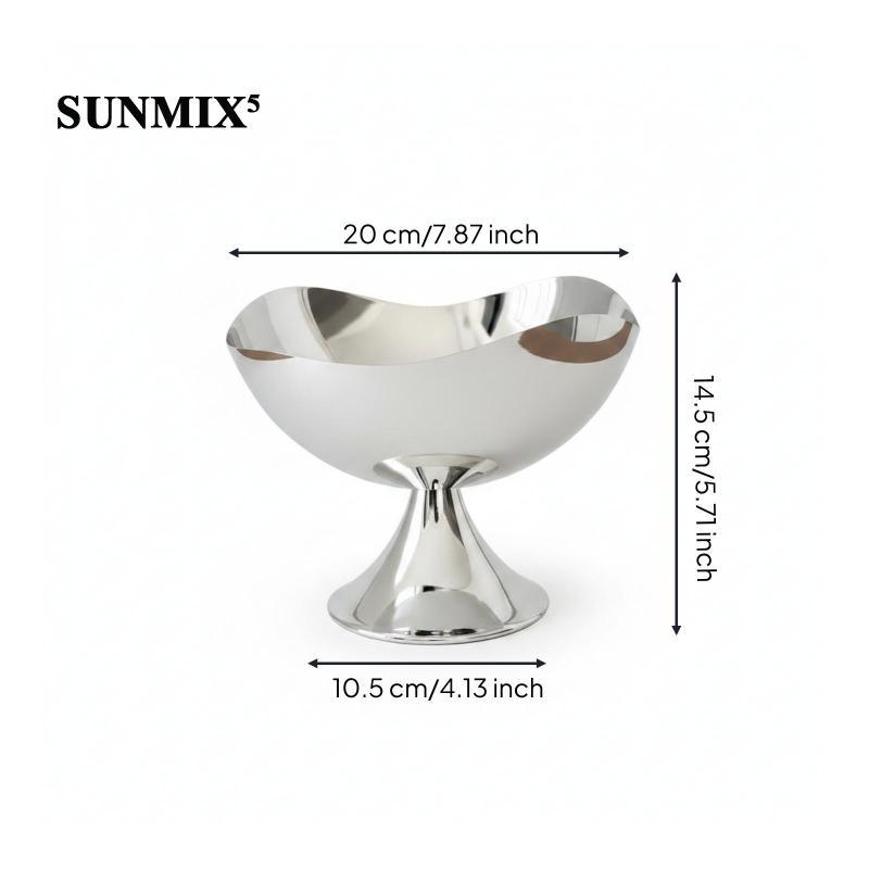 [Sunnimix5] Bandeja De Pedestal Espelhado Com Acabamento Prateado Borda De Flores Tigela De Exibição Pés Galvanizados Fl
