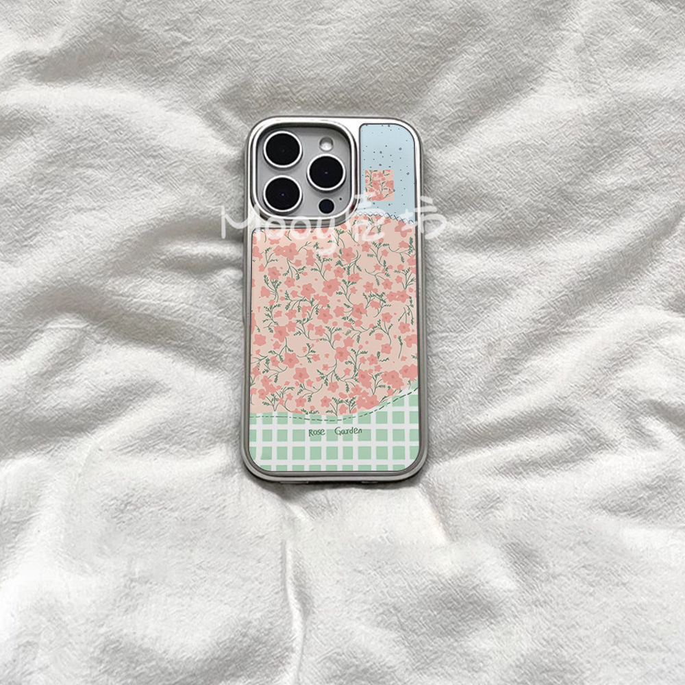 Huiwanju Pequena Borda Prateada Galvanizada Em Acrílico floral Adequada Para iPhone16promax Capa Celular 15pro14Pro Prot