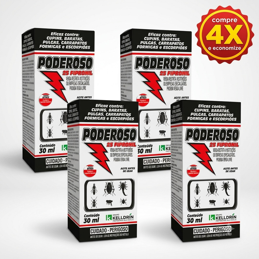 Veneno Mata Escorpião Cupim Barata Formiga Poderoso 25 Fipronil Kelldrin 30ml Rende Até 6 Litros