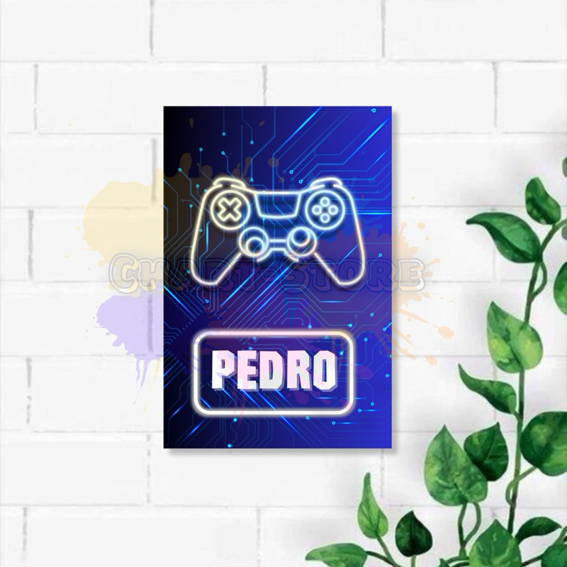 Plaquinha Decorativa Gamer Nome Personalizado Console Decoração